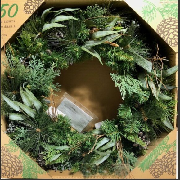 Couronne PreLit Battery Operated 32" Artificial Wreath with Dual Color LED Light - Picture 4 of 7